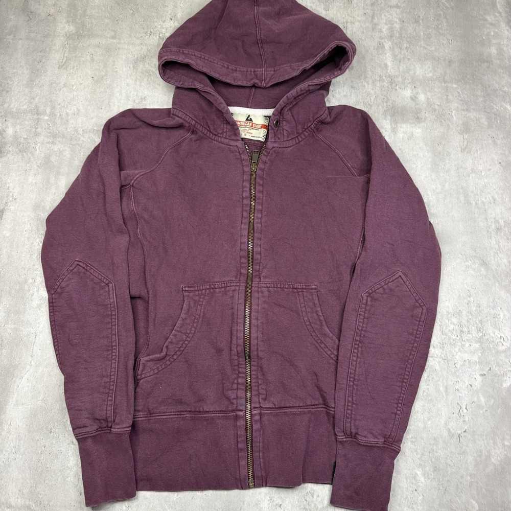 American Giant Womens Full Zip Hoodie Sz S Purple USA Made Heavyweight Cotton